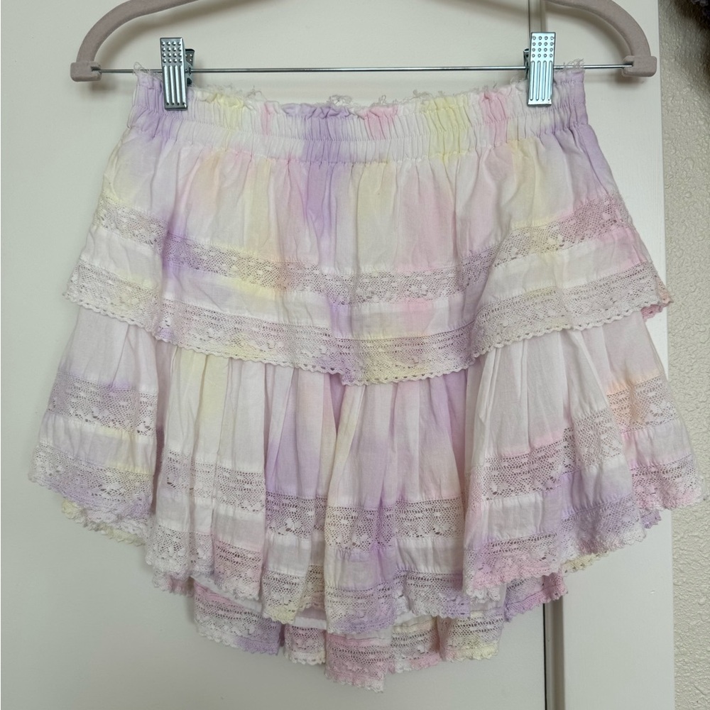 LoveShackFancy Ruffle Mini Tie-Dye Skirt